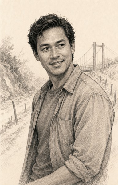 Hand-sketched portrait of Theo Grant