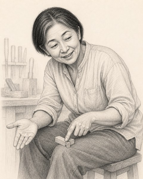 Hand-sketched portrait of Akari Mori