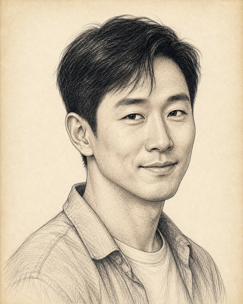 Hand-sketched portrait of Min-jun Seo