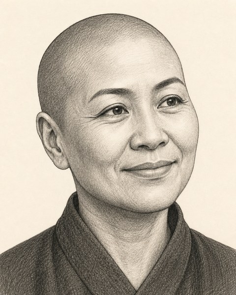 Hand-sketched portrait of Lhamo Dorje