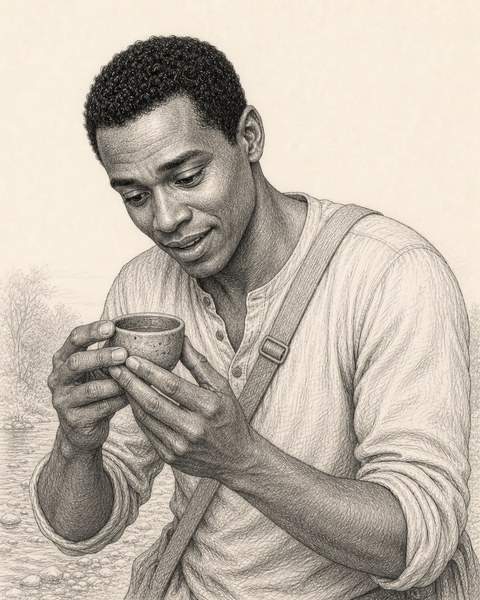 Hand-sketched portrait of Davi Moreira