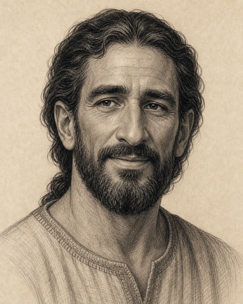 Hand-sketched portrait of Shem son of Noah