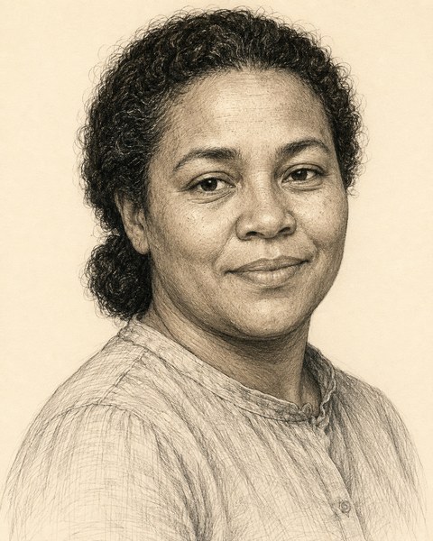 Hand-sketched portrait of Leona Voss