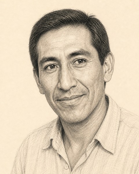 Hand-sketched portrait of Ruben Salcedo