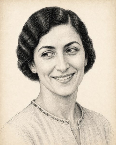 Hand-sketched portrait of Lejla Hadzic