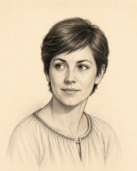 Hand-sketched portrait of Ana Vukic