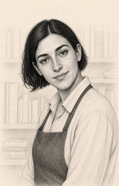 Hand-sketched portrait of Noemi Cardoso