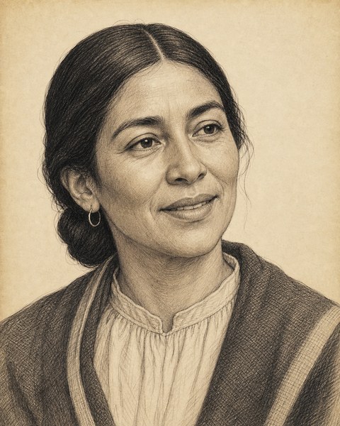 Hand-sketched portrait of Camila Rojas