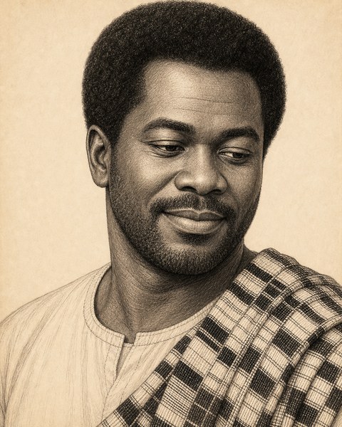 Hand-sketched portrait of Kwame Boateng