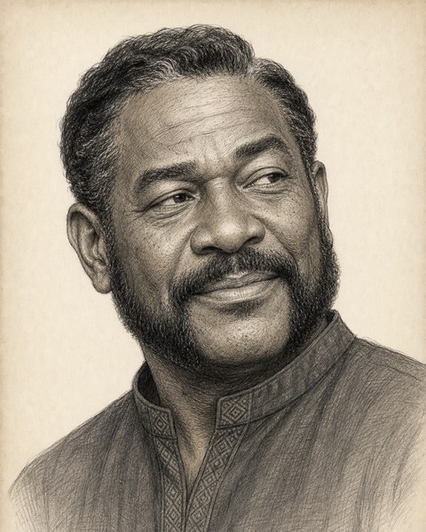 Hand-sketched portrait of Isaiah Brooks