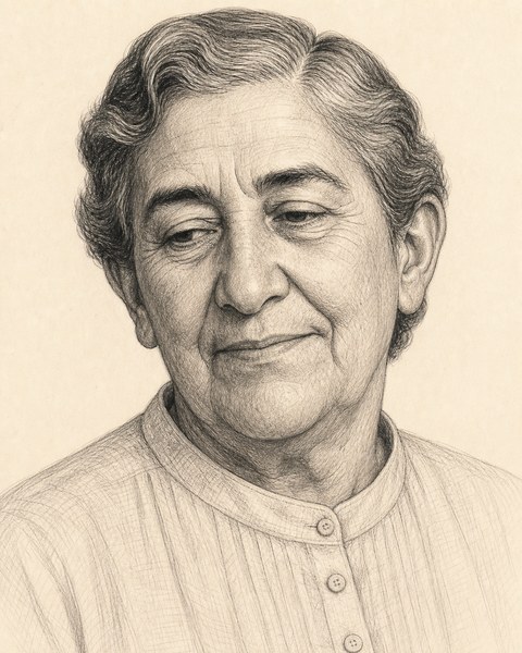 Hand-sketched portrait of Inês Rocha