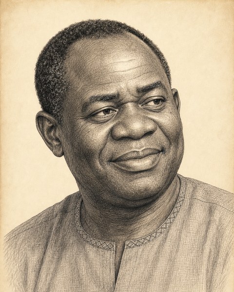 Hand-sketched portrait of Daniel Okoro