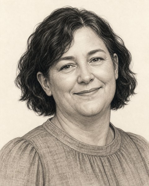 Hand-sketched portrait of Eliana Hart