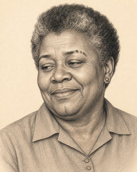 Hand-sketched portrait of Naomi Ward