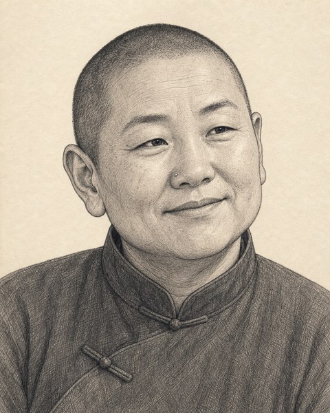Hand-sketched portrait of Mara Chen