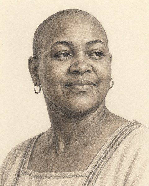 Hand-sketched portrait of Amara the Navigator