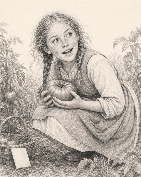 Hand-sketched portrait of Mary Bowen
