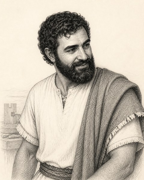 Hand-sketched portrait of Bezalel son of Uri