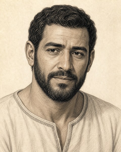 Hand-sketched portrait of Oholiab son of Ahisamach