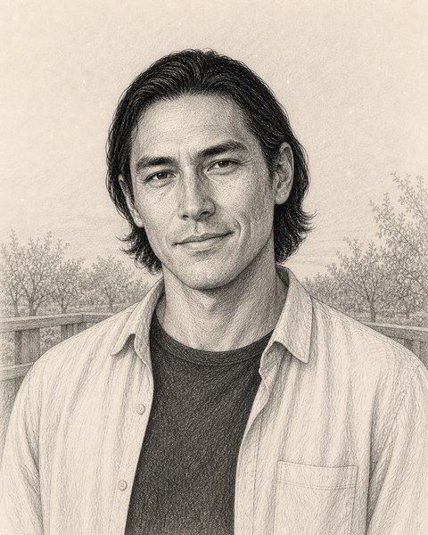 Hand-sketched portrait of Jonah Reed