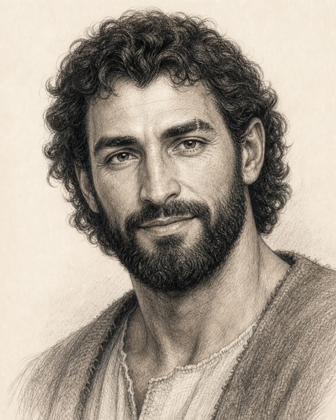 Hand-sketched portrait of David son of Jesse