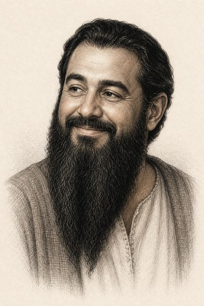 Hand-sketched portrait of Barzillai of Rogelim