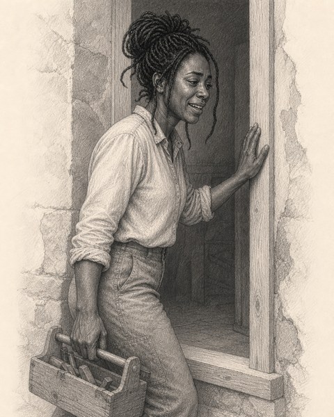 Hand-sketched portrait of Imani Fields